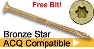 bronze star acq compatible star drive wood screws